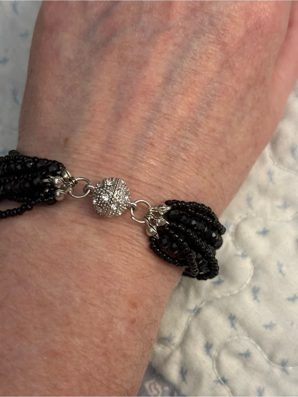 NWT-Crystal bead bracelet with pave magnetic clasp